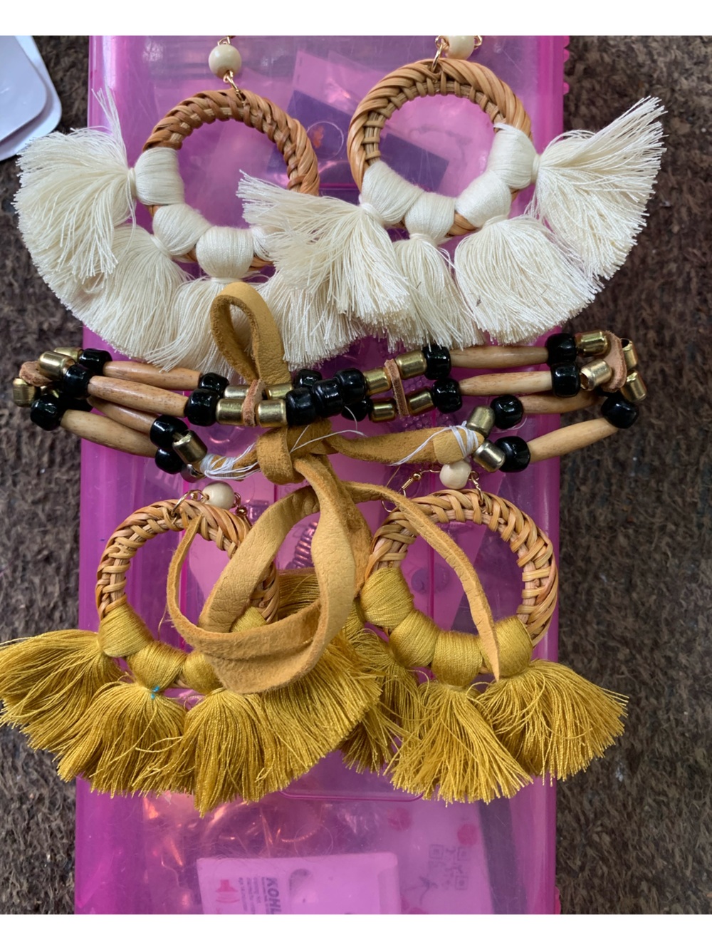 Boho Tassel Hoop Earrings and Boho Necklace/Choker